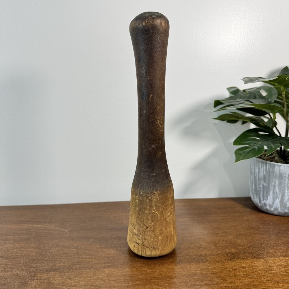 Antique Primitive Wooden Pestle Hand Turned Treenware Farmhouse Kitchen Tool